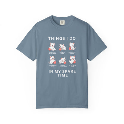 Funny Cute Cat Shirt | Spare Time Activities with Yarn Short Sleeve Tee