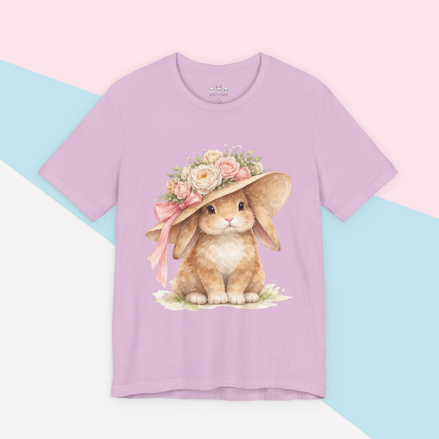 Floral Sun Hat Bunny Shirt | Cottagecore Southern Garden Tea Party Graphic Tee
