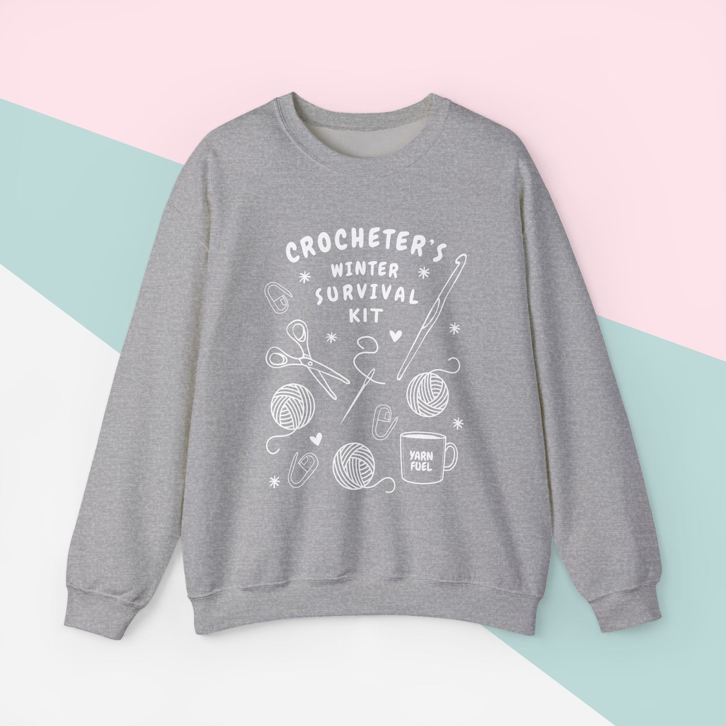 Funny Crochet Sweatshirt | Crocheter's Winter Survival Kit Sweater