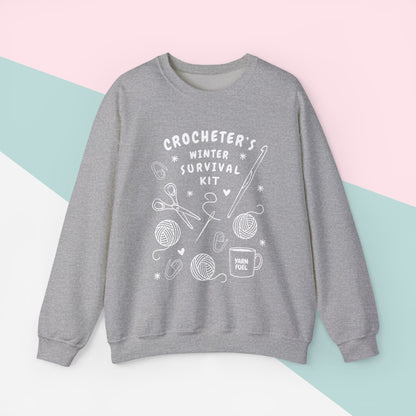 Funny Crochet Sweatshirt | Crocheter's Winter Survival Kit Sweater