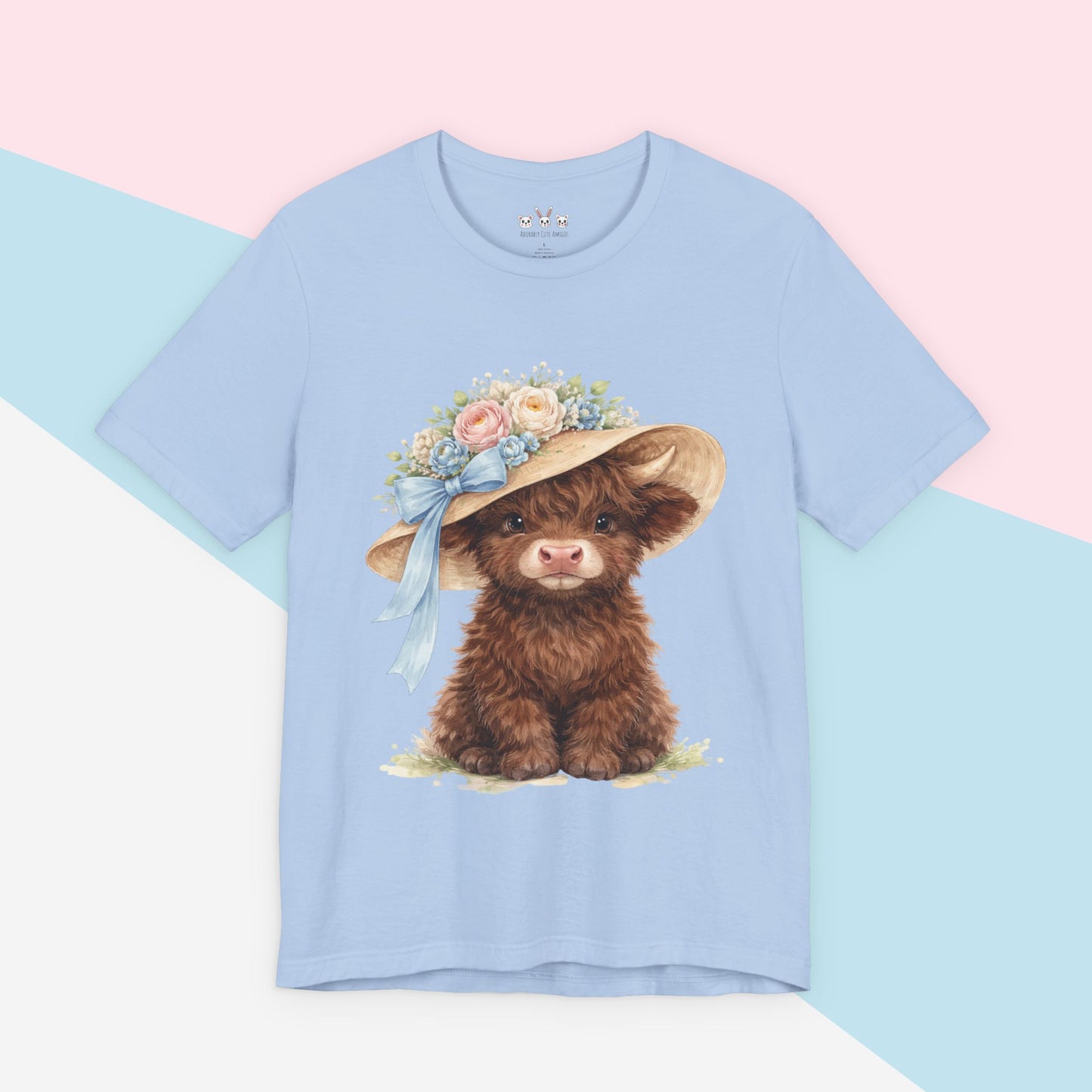 Floral Sun Hat Highland Cow Shirt | Cottagecore Southern Garden Tea Party Graphic Shirt