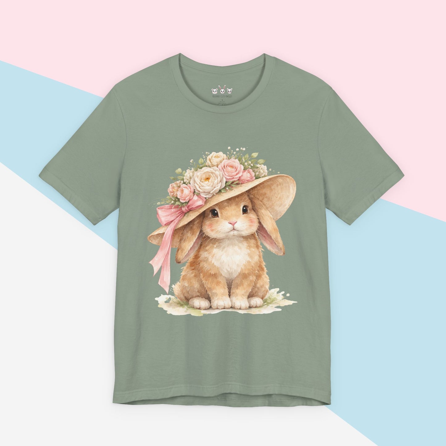 Floral Sun Hat Bunny Shirt | Cottagecore Southern Garden Tea Party Graphic Tee