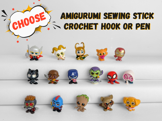 Choose Amigurumi Stick, Crochet Hook or Pen | Doorables Super Hero