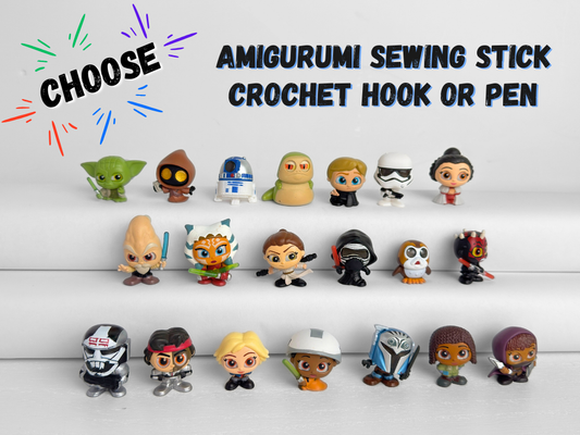 Choose Amigurumi Stick, Crochet Hook or Pen | Doorables Space Hero's and Villains