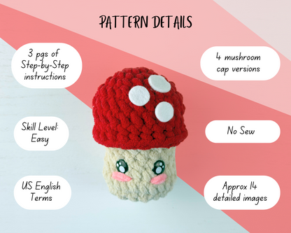 Mushroom Crochet Pattern | Amigurumi Digital Download PDF Tutorial | Toadstool