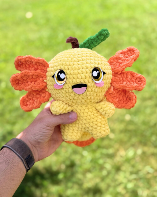 Mango Axolotl Plush | Yellow Crochet Amigurumi Plushie | Cute Handmade Gift