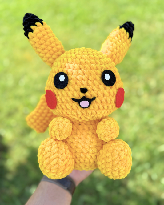 Electric Mouse Plush | Yellow Crochet Amigurumi Plushie | Cute Handmade Gift