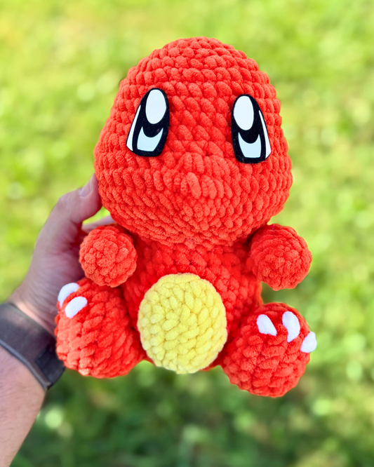 Fire Lizard Plush | Orange Crochet Amigurumi Plushie | Cute Handmade Gift