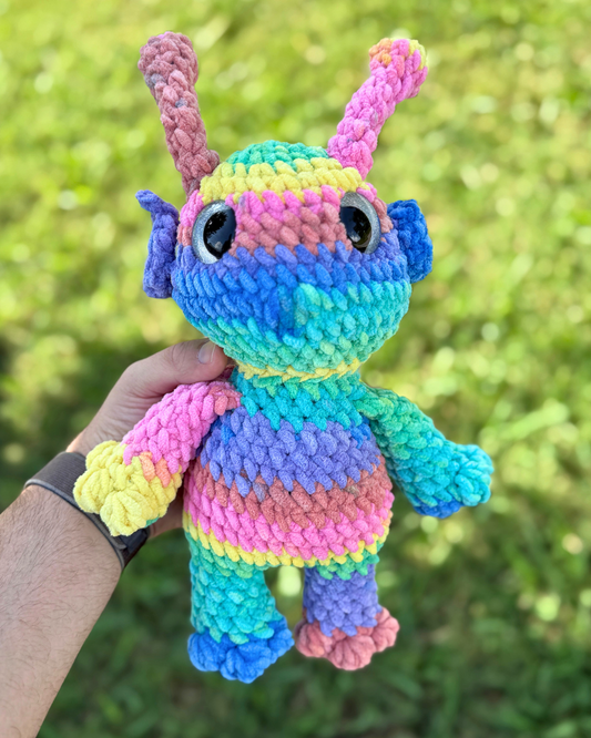 Rainbow Alien Martian Plush | Sci-Fi Crochet Amigurumi Plushie | Cute Handmade Gift