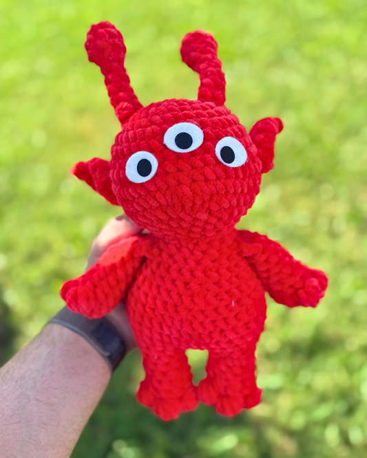 Red Alien Martian Plush | Sci-Fi Crochet Amigurumi Plushie | Cute Handmade Gift