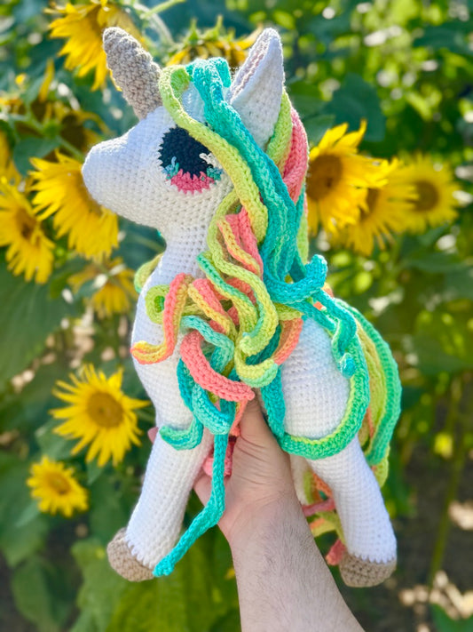 Rainbow Unicorn Plush | Colorful Crochet Amigurumi Plushie | Cute Handmade Gift