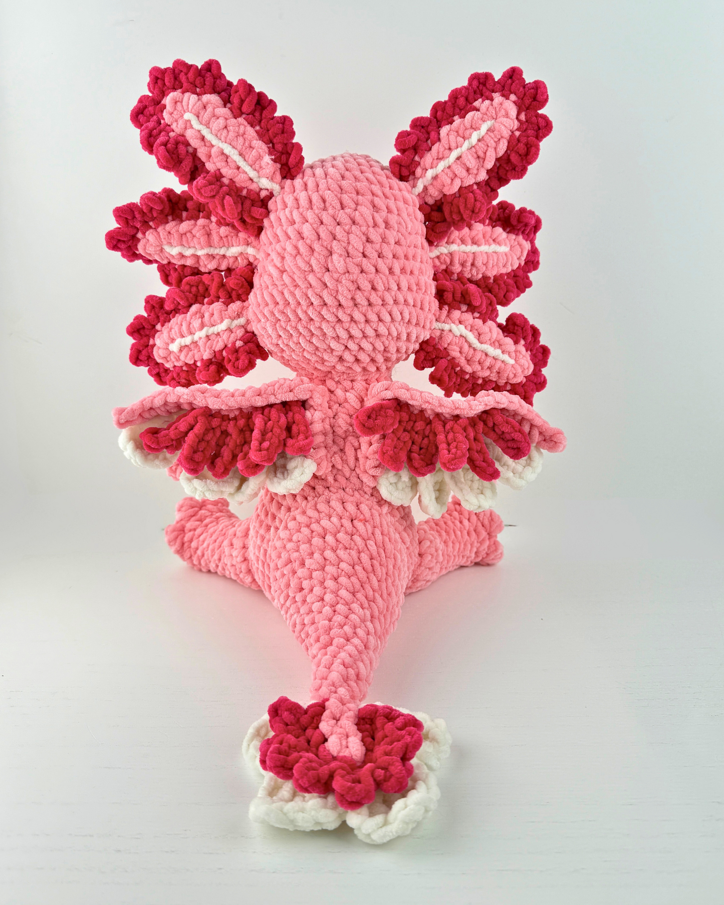 Rosalotl Axolotl Dragon Plush | Pink Crochet Amigurumi Plushie | Cute Handmade Gift
