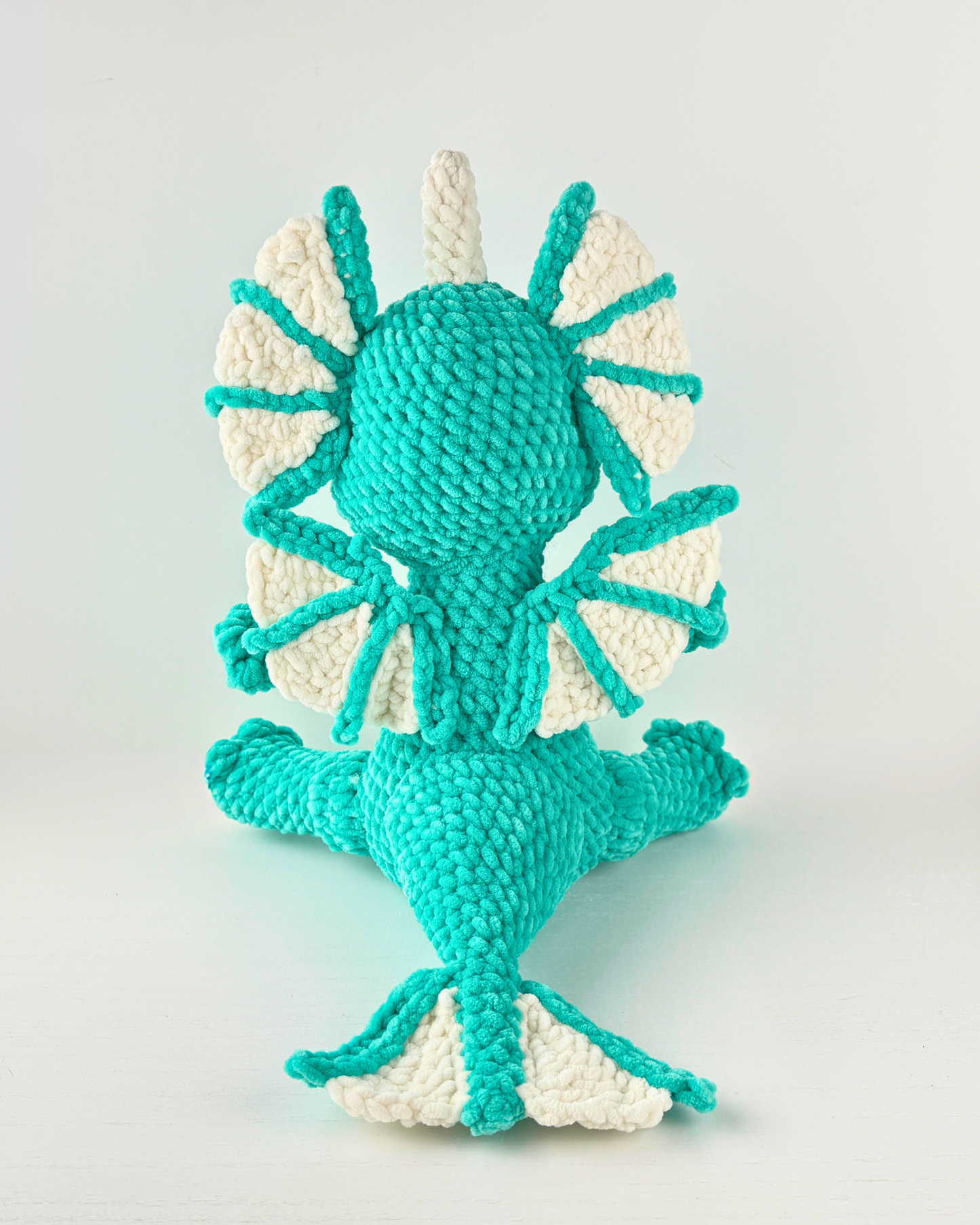 Dewdrop Water Dragon Plush | Aqua Crochet Amigurumi Plushie | Cute Handmade Gift