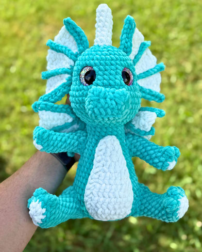Dewdrop Water Dragon Plush | Aqua Crochet Amigurumi Plushie | Cute Handmade Gift