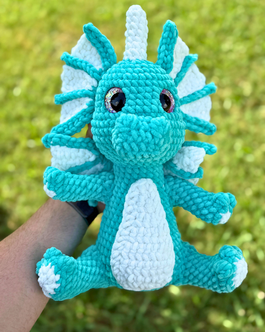 Dewdrop Water Dragon Plush | Aqua Crochet Amigurumi Plushie | Cute Handmade Gift