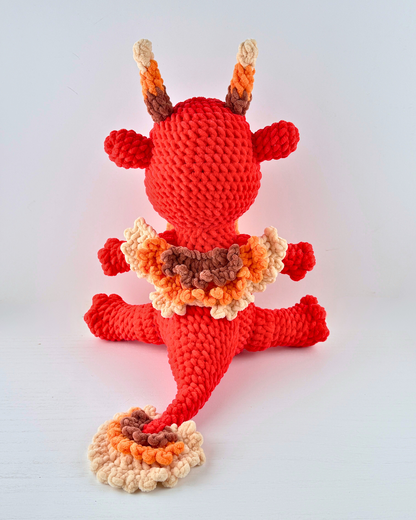 Ignis Fire Dragon Plush | Red Crochet Amigurumi Plushie | Cute Handmade Gift