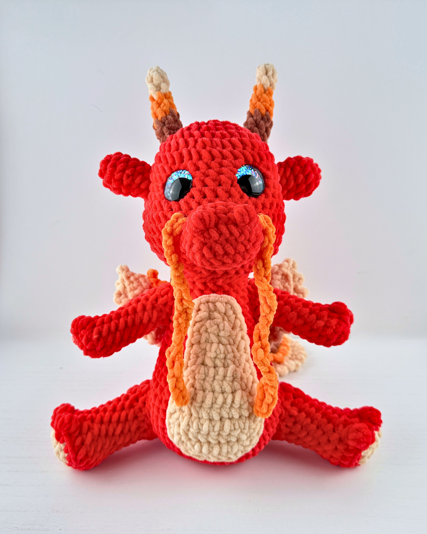 Ignis Fire Dragon Plush | Red Crochet Amigurumi Plushie | Cute Handmade Gift