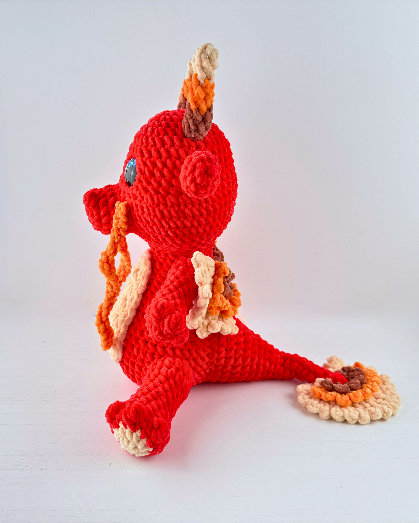 Ignis Fire Dragon Plush | Red Crochet Amigurumi Plushie | Cute Handmade Gift