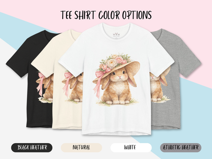 Floral Sun Hat Bunny Shirt | Cottagecore Southern Garden Tea Party Graphic Tee