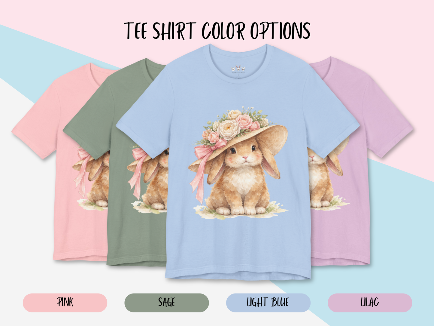 Floral Sun Hat Bunny Shirt | Cottagecore Southern Garden Tea Party Graphic Tee