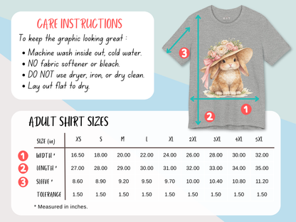 Floral Sun Hat Bunny Shirt | Cottagecore Southern Garden Tea Party Graphic Tee