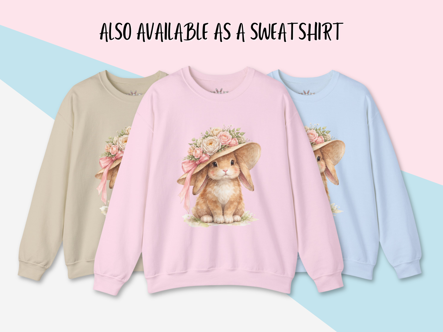 Floral Sun Hat Bunny Shirt | Cottagecore Southern Garden Tea Party Graphic Tee