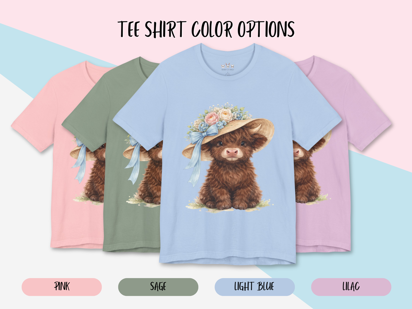 Floral Sun Hat Highland Cow Shirt | Cottagecore Southern Garden Tea Party Graphic Shirt