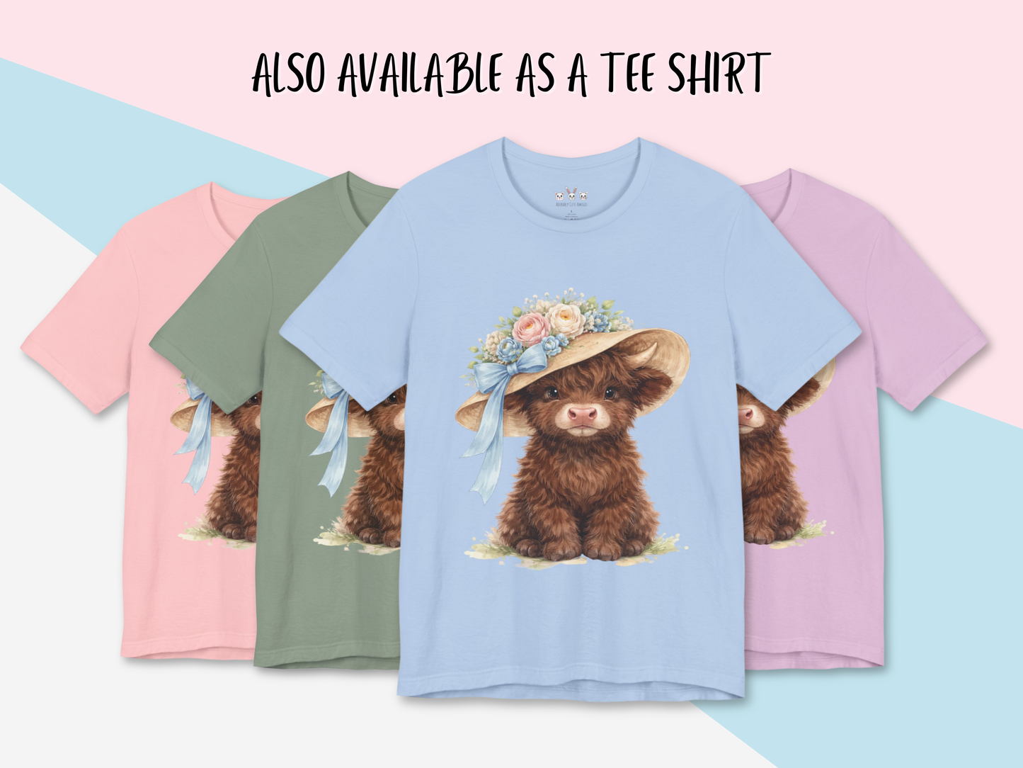 Floral Sun Hat Highland Cow Sweatshirt | Cottagecore Southern Garden Tea Party Graphic Shirt