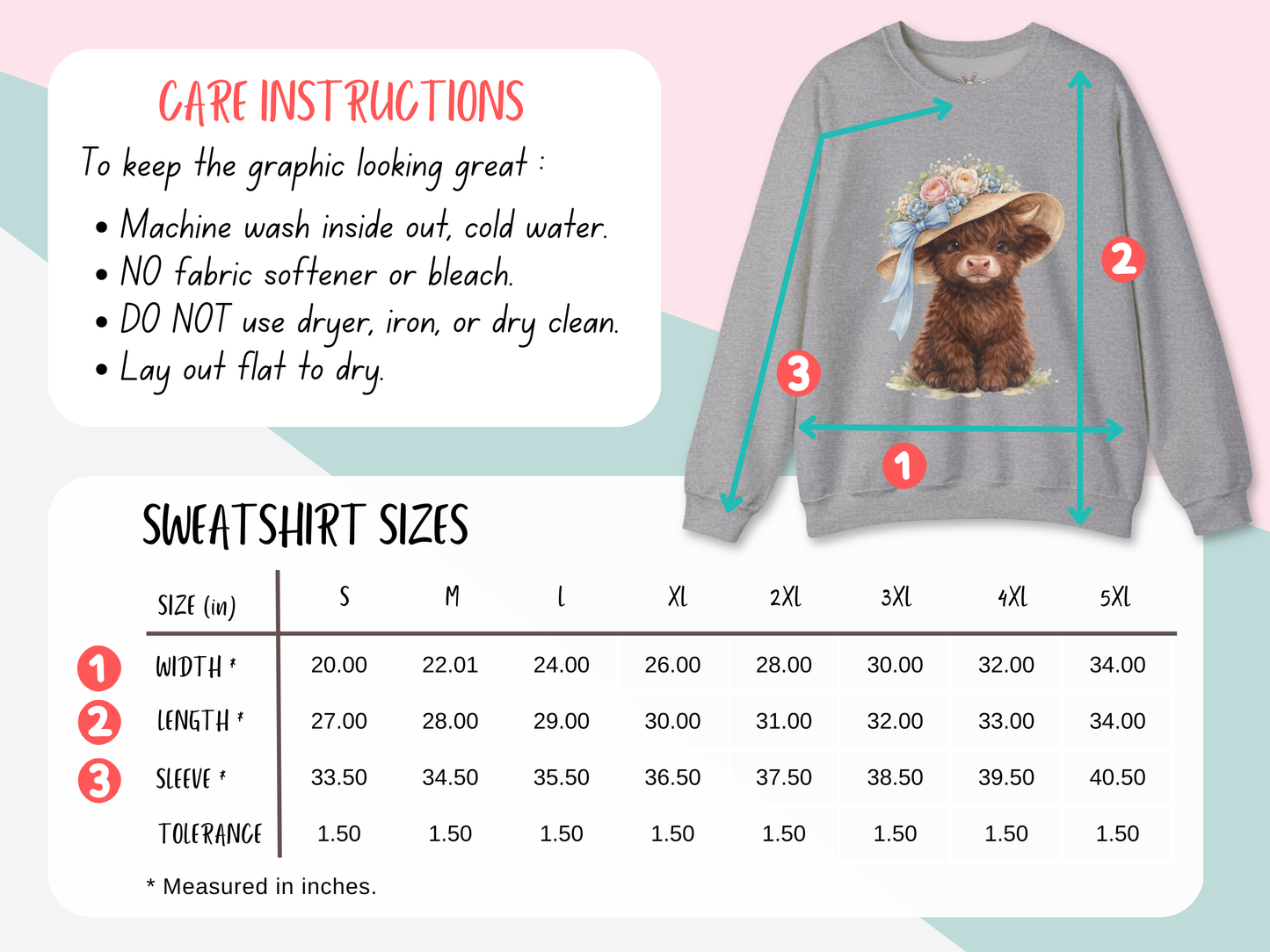 Floral Sun Hat Highland Cow Sweatshirt | Cottagecore Southern Garden Tea Party Graphic Shirt