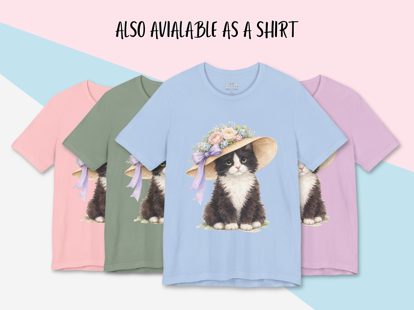 Floral Sun Hat Tuxedo Cat Sweatshirt | Cottagecore Southern Garden Tea Party Graphic Shirt