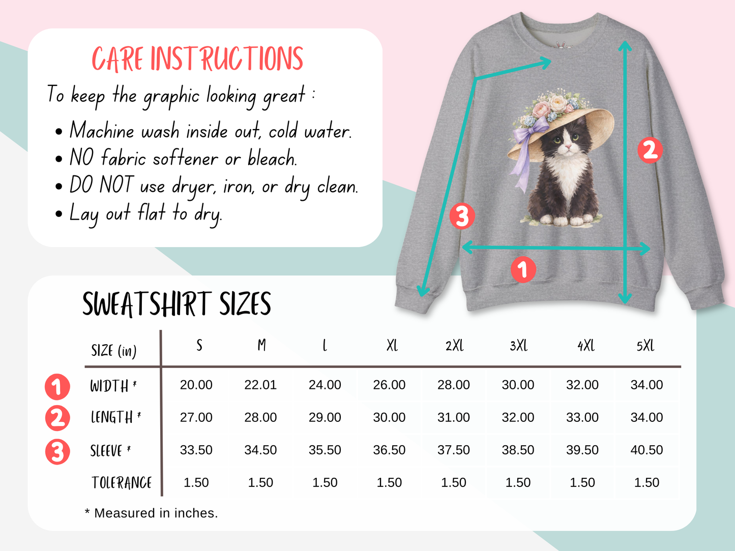 Floral Sun Hat Tuxedo Cat Sweatshirt | Cottagecore Southern Garden Tea Party Graphic Shirt