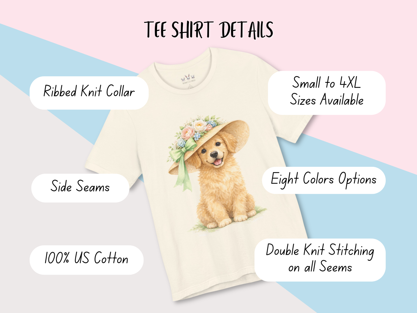 Floral Sun Hat Golden Retriever Dog Shirt | Cottagecore Southern Garden Tea Party Graphic Tee