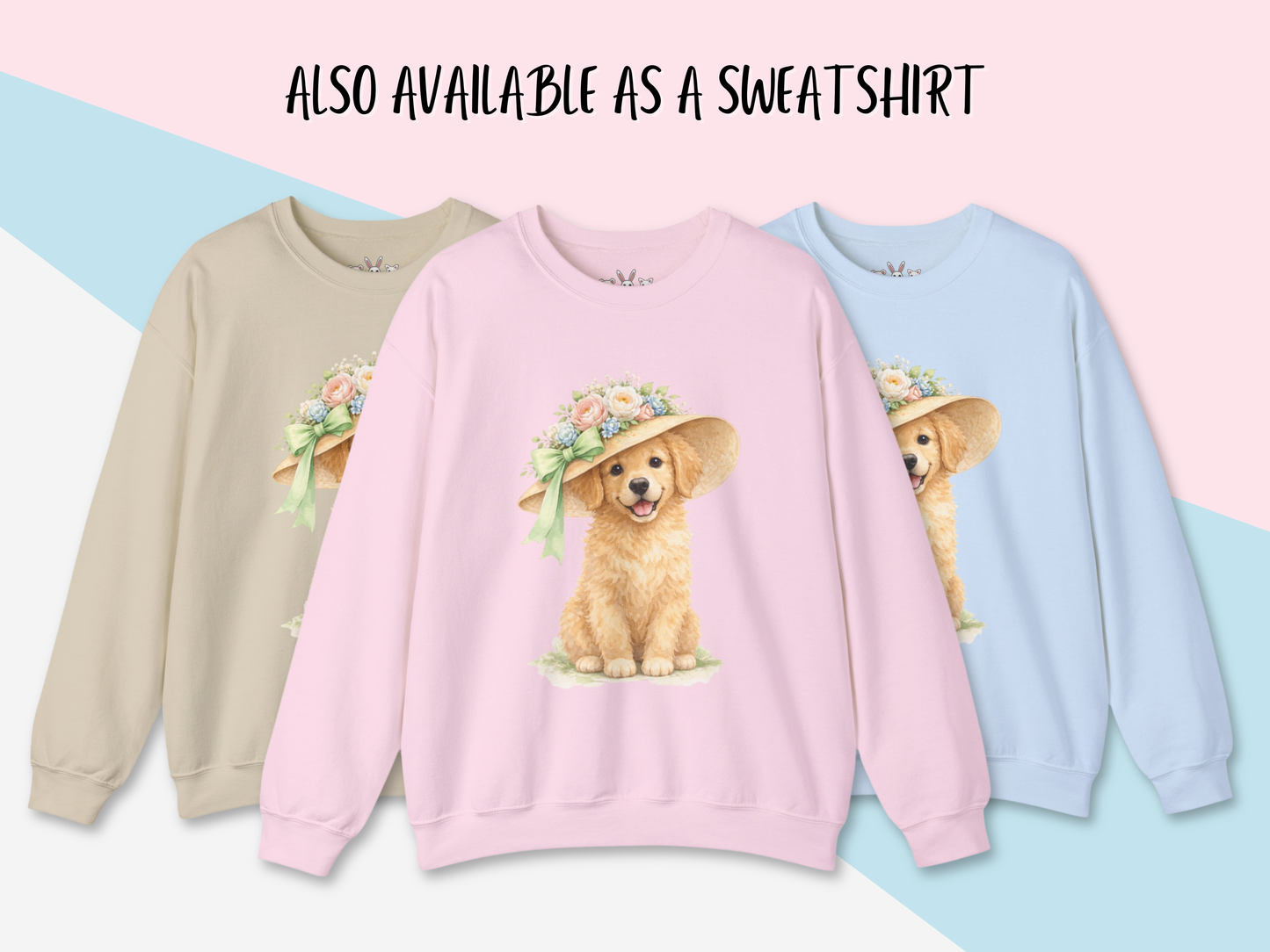 Floral Sun Hat Golden Retriever Dog Shirt | Cottagecore Southern Garden Tea Party Graphic Tee