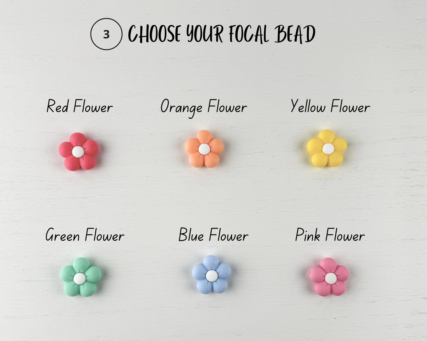 Custom Crochet Hook | Silicone Beaded Handle with Flower Daisy Charm Topper