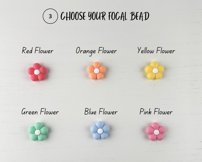 Custom Crochet Hook | Silicone Beaded Handle with Flower Daisy Charm Topper