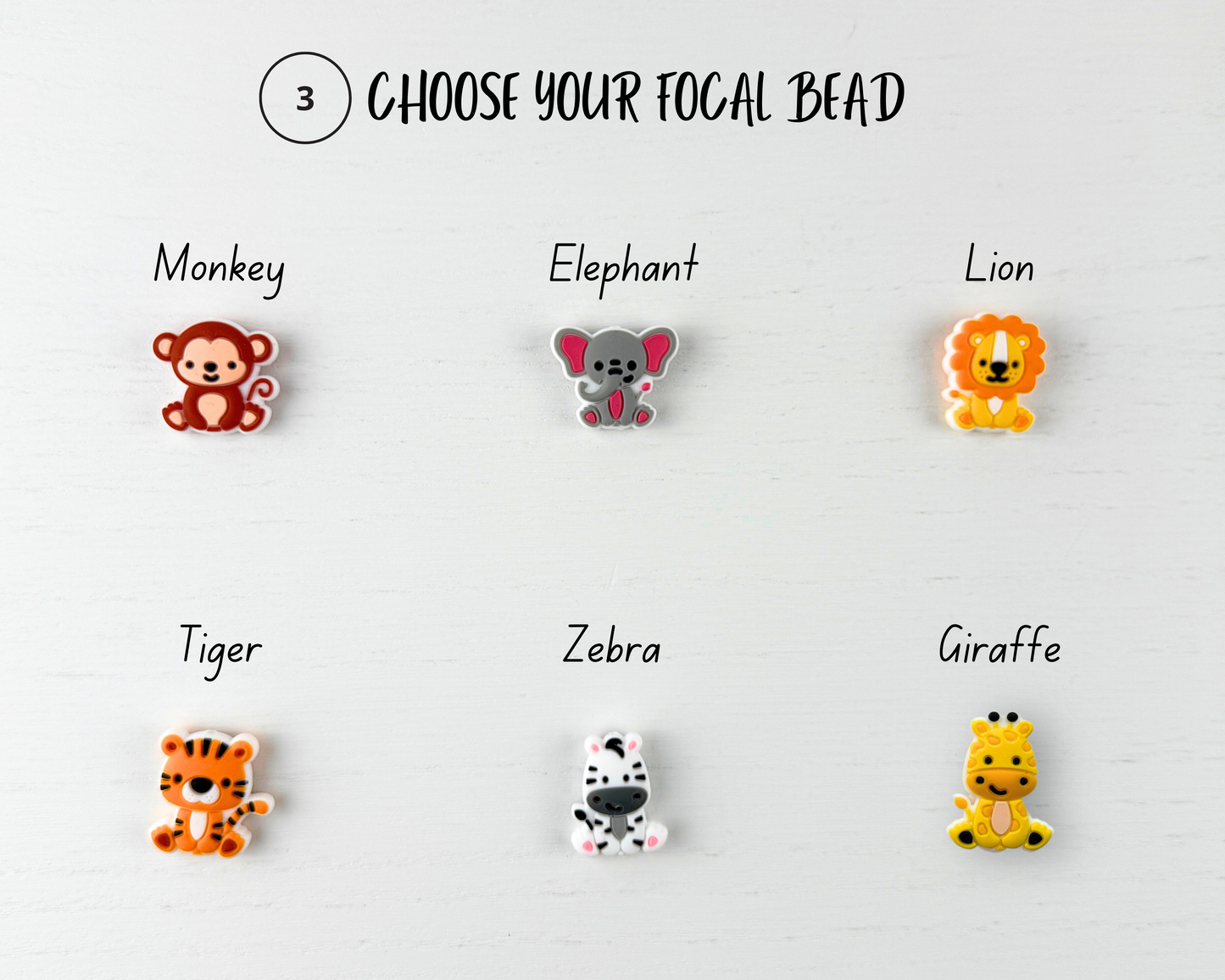 Custom Crochet Hook | Silicone Beaded Handle with Zoo Animal Charm Topper