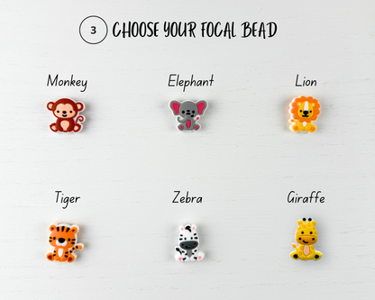 Custom Crochet Hook | Silicone Beaded Handle with Zoo Animal Charm Topper