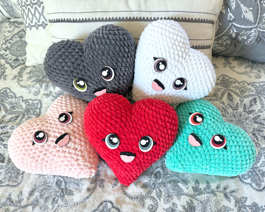 Crochet Kawaii Heart Pillow | Custom Handmade Plush | Cutecore Home Decor