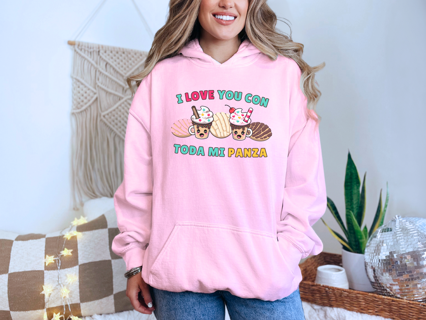 Kawaii Graphic Hoodie - I love you con toda mi Panza