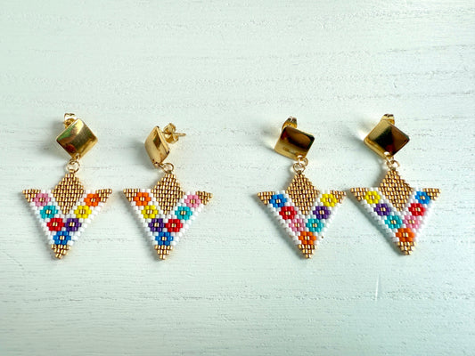Handmade Assorted Triangle Flower Earrings