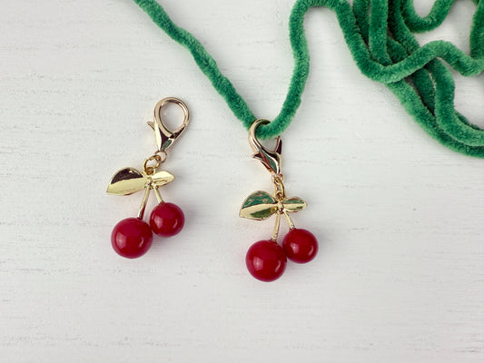 Cherry Stitch Marker with Lobster Clasp
