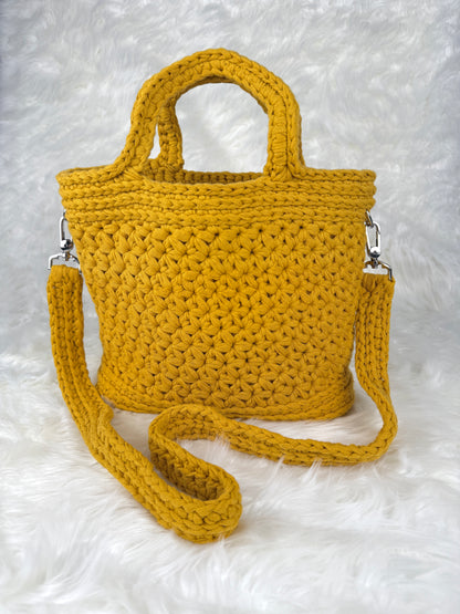 Handmade Crochet Purse with Floral Lining | Jasmine Stitch Cotton Bag with Leather Base