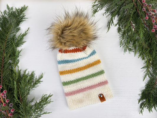 Custom Knitted Beanie | Adult Teen Personalized Winter Knit Hat | Striped Cap