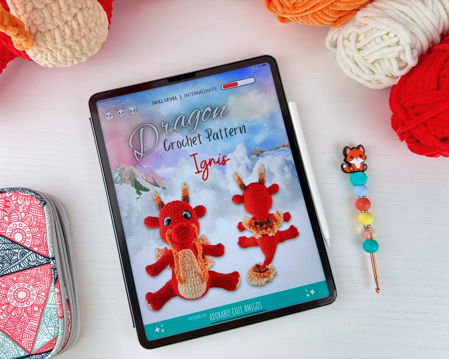 Fire Dragon Crochet Pattern | Amigurumi Digital Download PDF Tutorial | Ignis