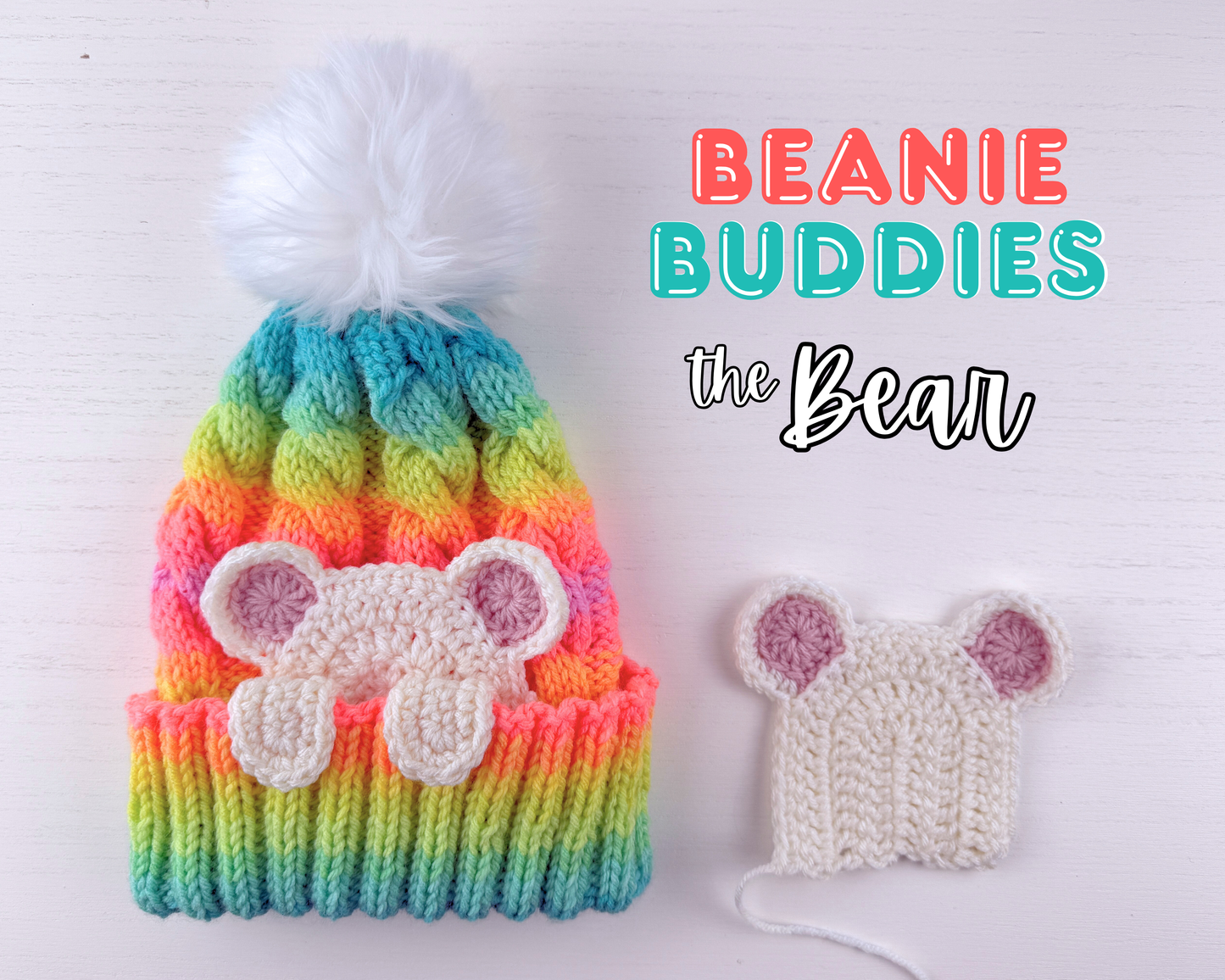 Beanie Buddies Animal Applique Crochet Pattern | Digital Download PDF | Bear, Kitty and Bunny