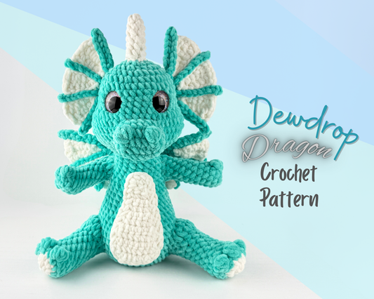 Water Dragon Crochet Pattern | Amigurumi Digital Download PDF Tutorial | Dewdrop