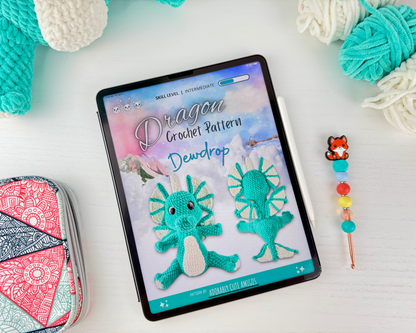 Water Dragon Crochet Pattern | Amigurumi Digital Download PDF Tutorial | Dewdrop