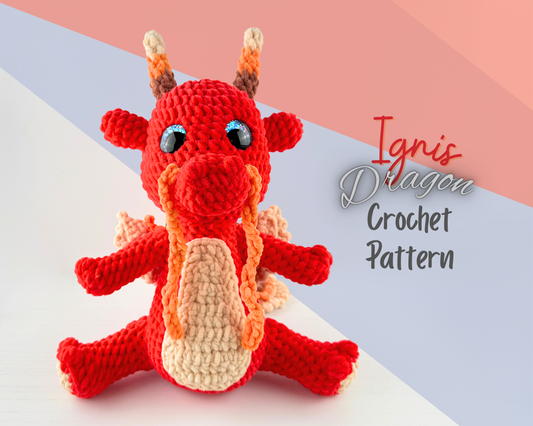 Fire Dragon Crochet Pattern | Amigurumi Digital Download PDF Tutorial | Ignis