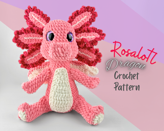 Axolotl Dragon Crochet Pattern | Amigurumi Digital Download PDF Tutorial | Rosalotl