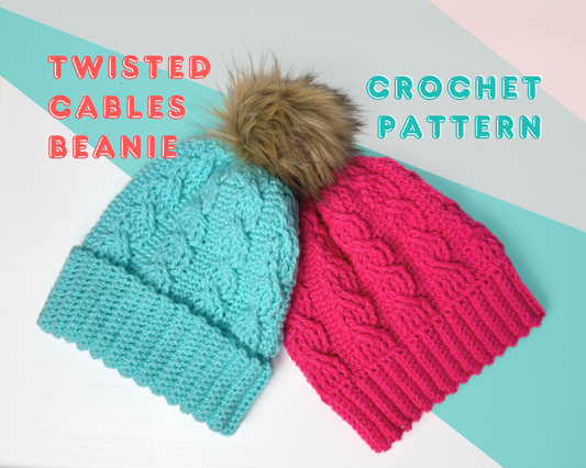 Twisted Cable Beanie Crochet Pattern | Winter Hat Tutorial PDF